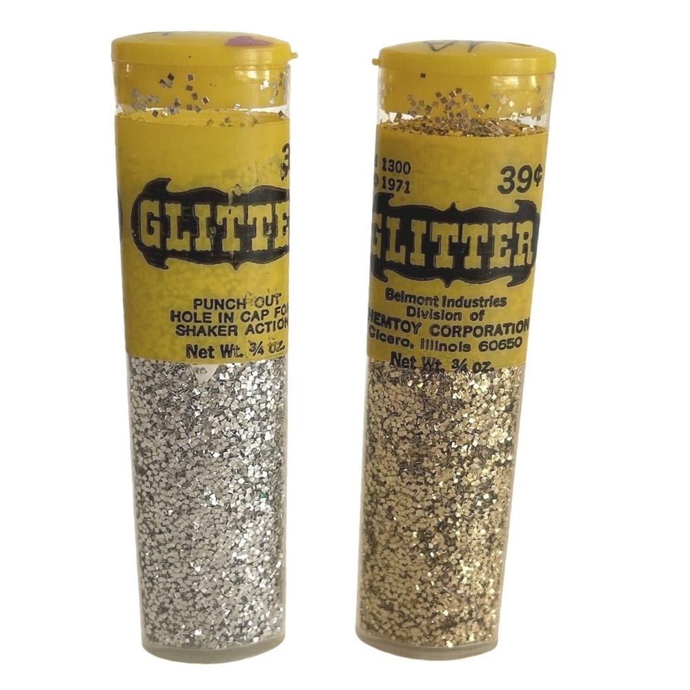 GLITTER CRAFT Chemtoy VTG Aluminium SPARKLE Christmas Glitter silver Gold